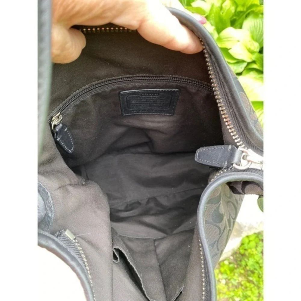Coach Legacy Signature Duffle‎ Bag Black Jacquard Leather Shoulder Hobo Like New